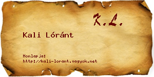 Kali Lóránt névjegykártya